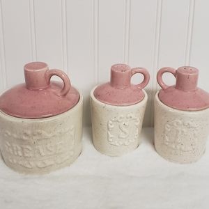 Vintage S&P shakers grease jug pottery